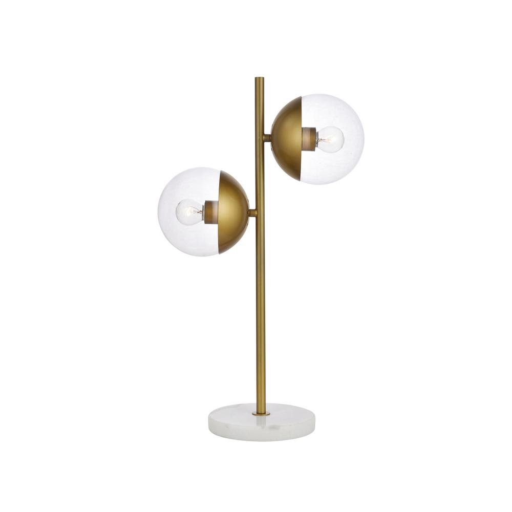 Eclipse 2 Lights Brass Table Lamp With Clear Glass. Picture 1