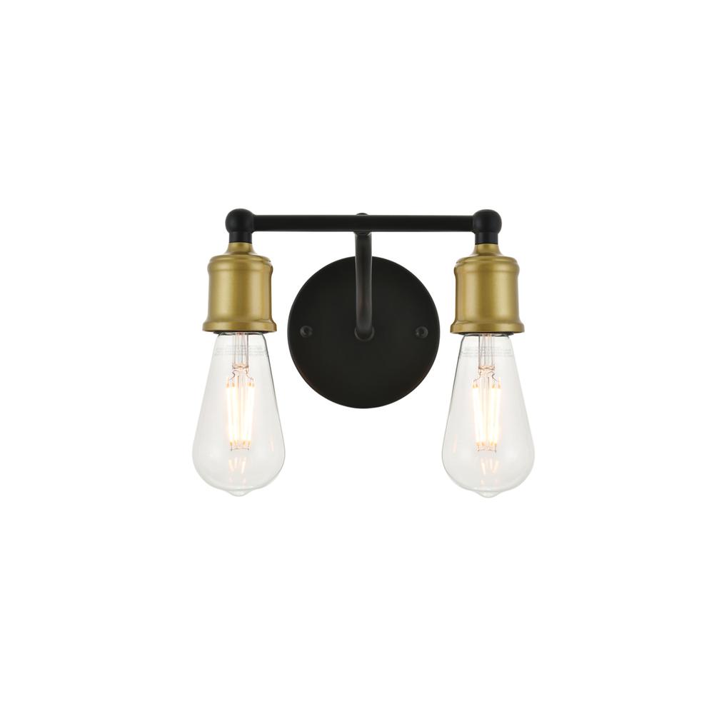 Serif 2 Light Brass And Black Wall Sconce. Picture 1