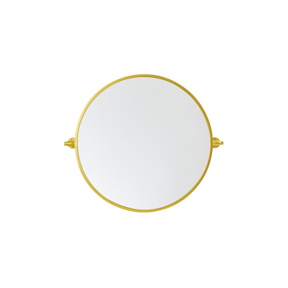 Round Pivot Mirror 24 Inch In Gold. Picture 1