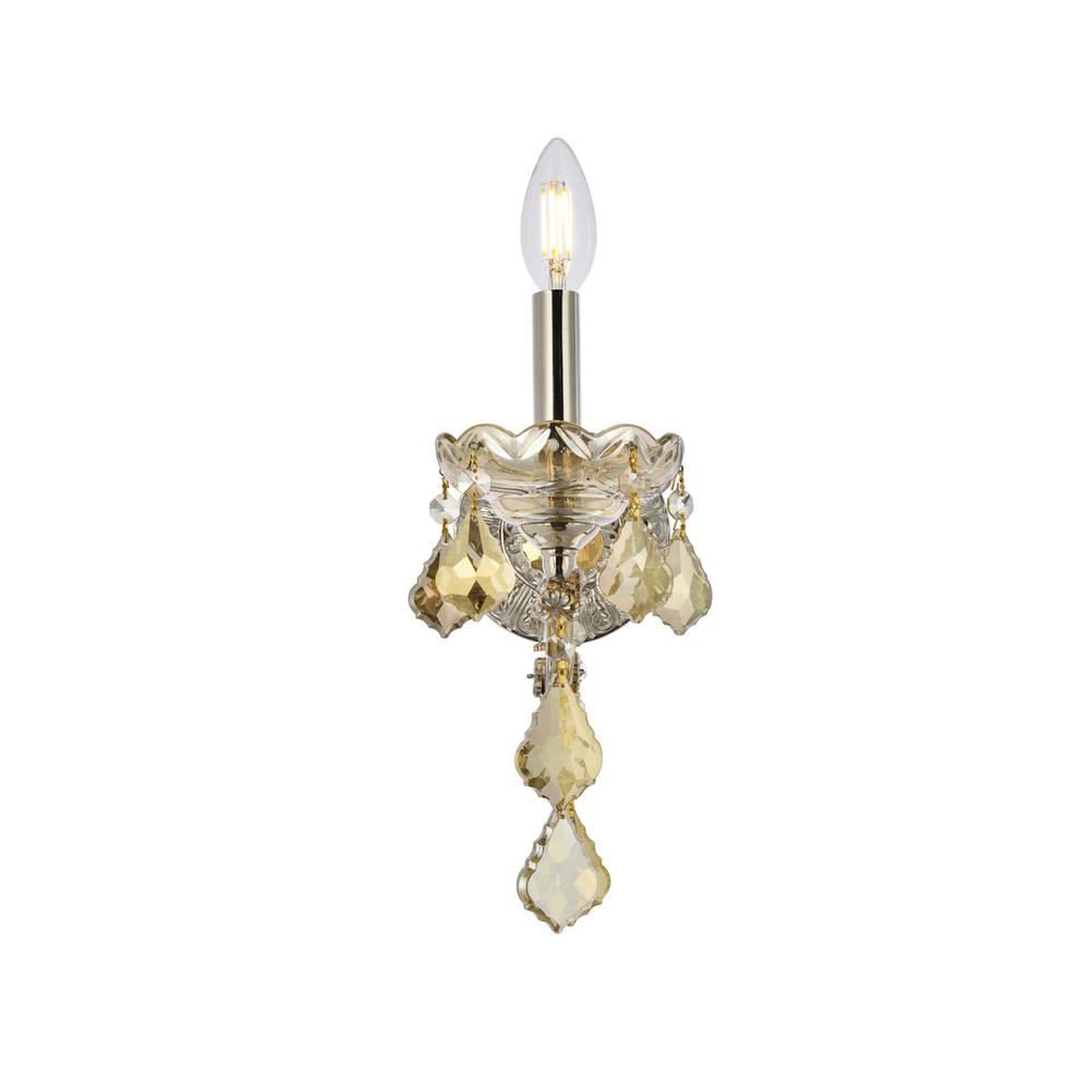 1 Light Golden Teak Wall Sconce Golden Teak (Smoky) Royal Cut Crystal. Picture 2