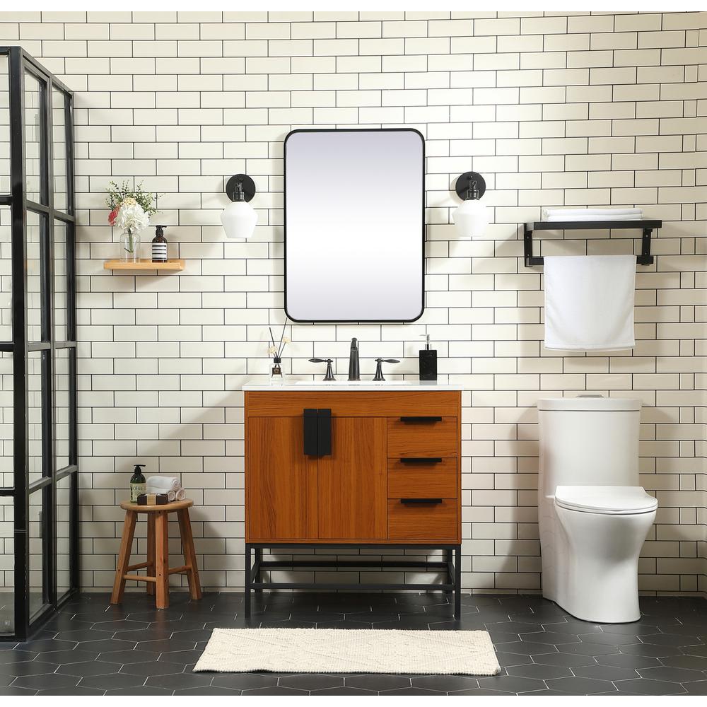 32 Inch Single Bathroom Vanity In Teak. Picture 4