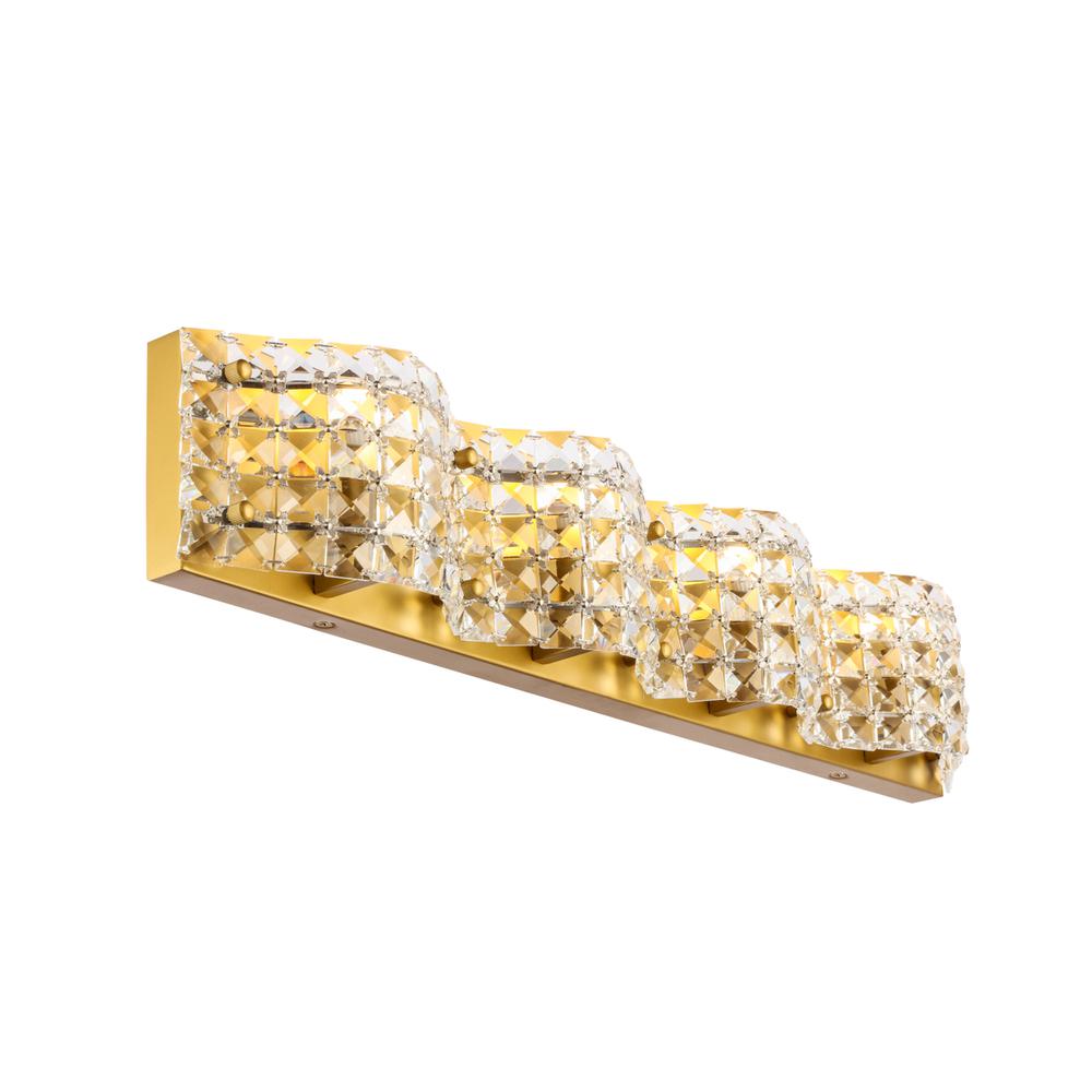 Ollie 4 Light Brass And Clear Crystals Wall Sconce. Picture 6