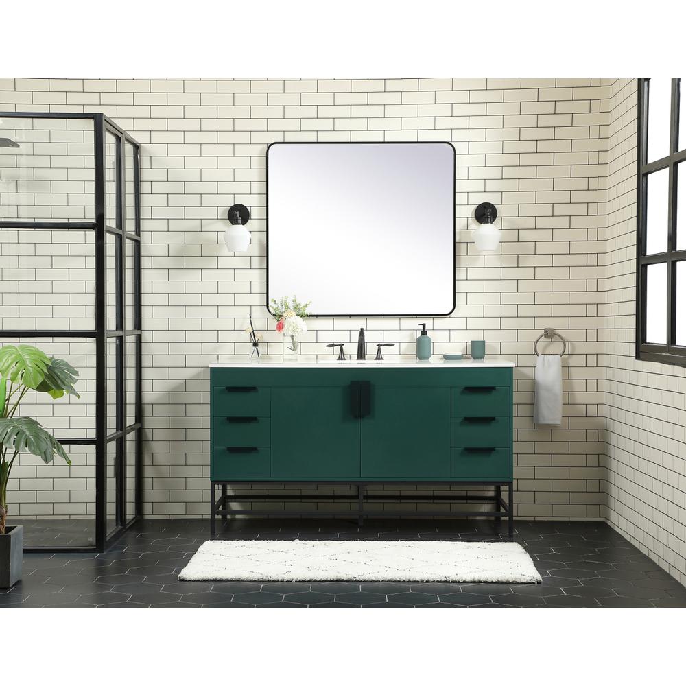 60 Inch Single Bathroom Vanity In Green. Picture 4