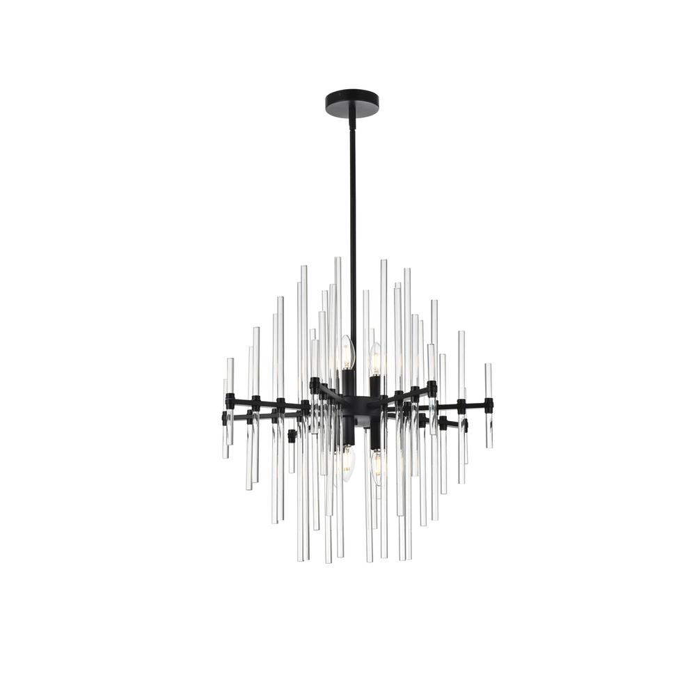 Sienna 23 Inch Crystal Rod Pendant In Black. Picture 1