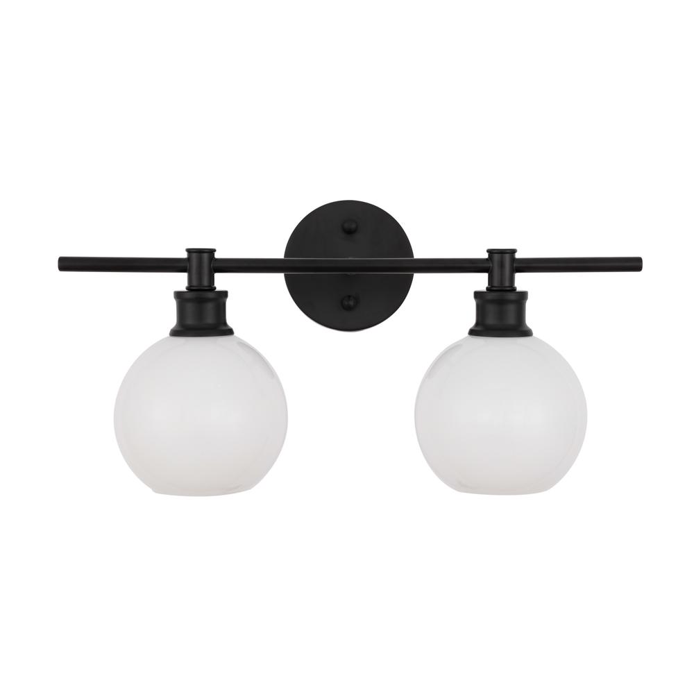 Collier 2 Light Black And Frosted White Glass Wall Sconce. Picture 10