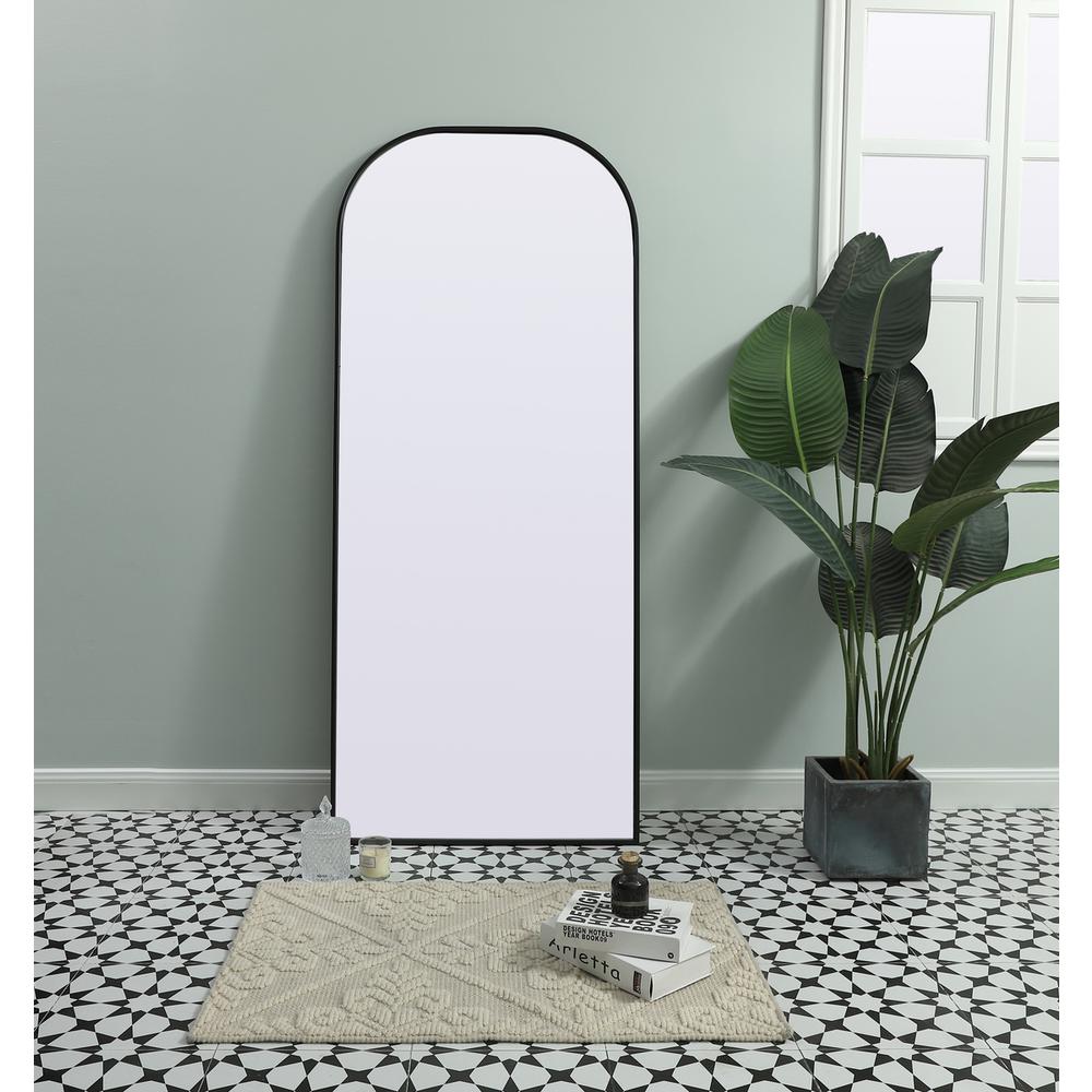 Metal Frame Arch Full Length Mirror 28X66 Inch In Black. Picture 8