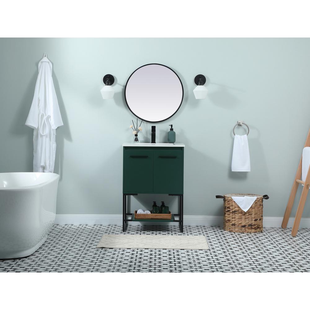 24 Inch Single Bathroom Vanity In Green. Picture 4