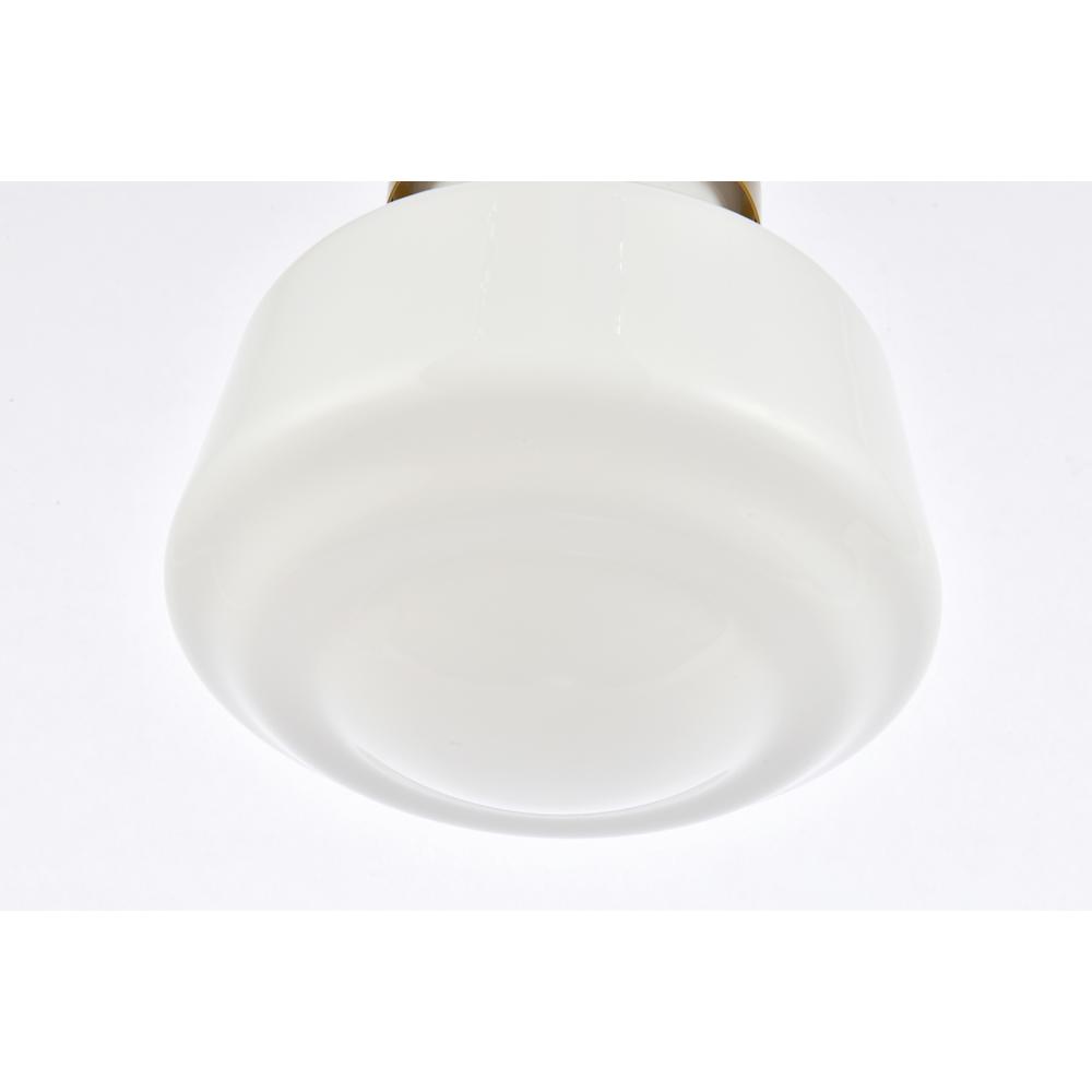 Lyle 1 Light Brass And Frosted White Glass Plug In Pendant. Picture 3