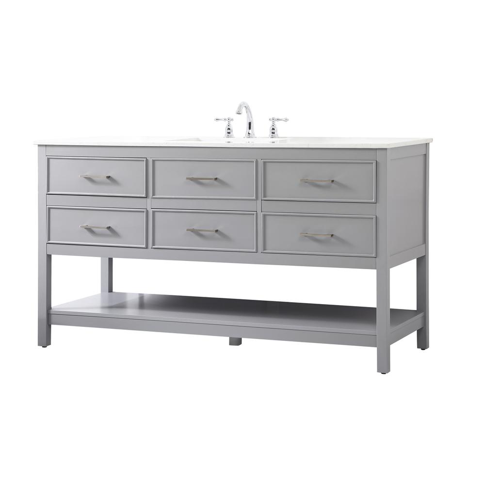 60 Inch Single Bathroom Vanity In Gray. Picture 7