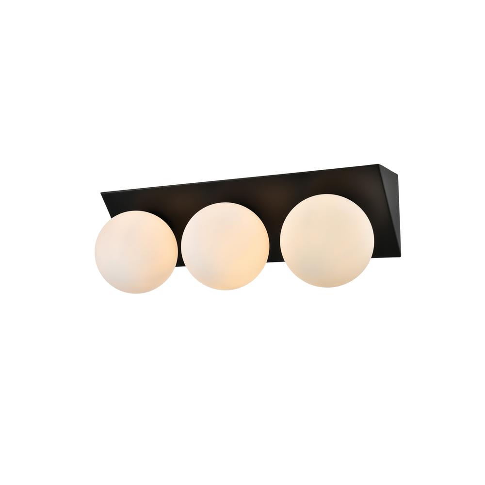 Jillian 3 Light Black And Frosted White Bath Sconce. Picture 2