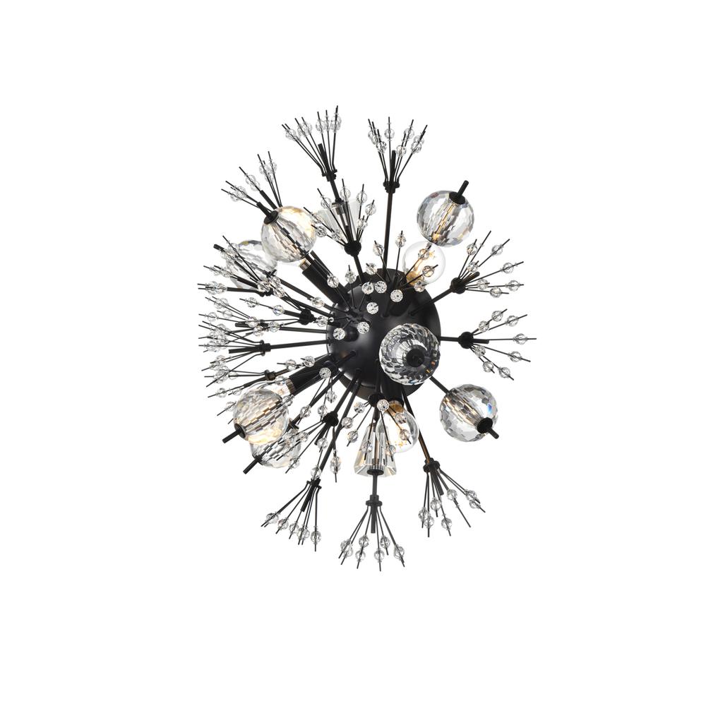 Vera 19 Inch Crystal Starburst Wall Sconce In Black. Picture 2