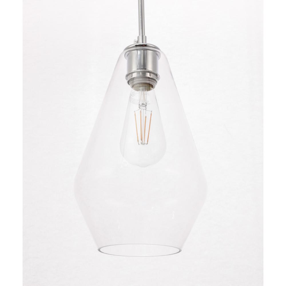 Gene 1 Light Chrome And Clear Glass Pendant. Picture 10