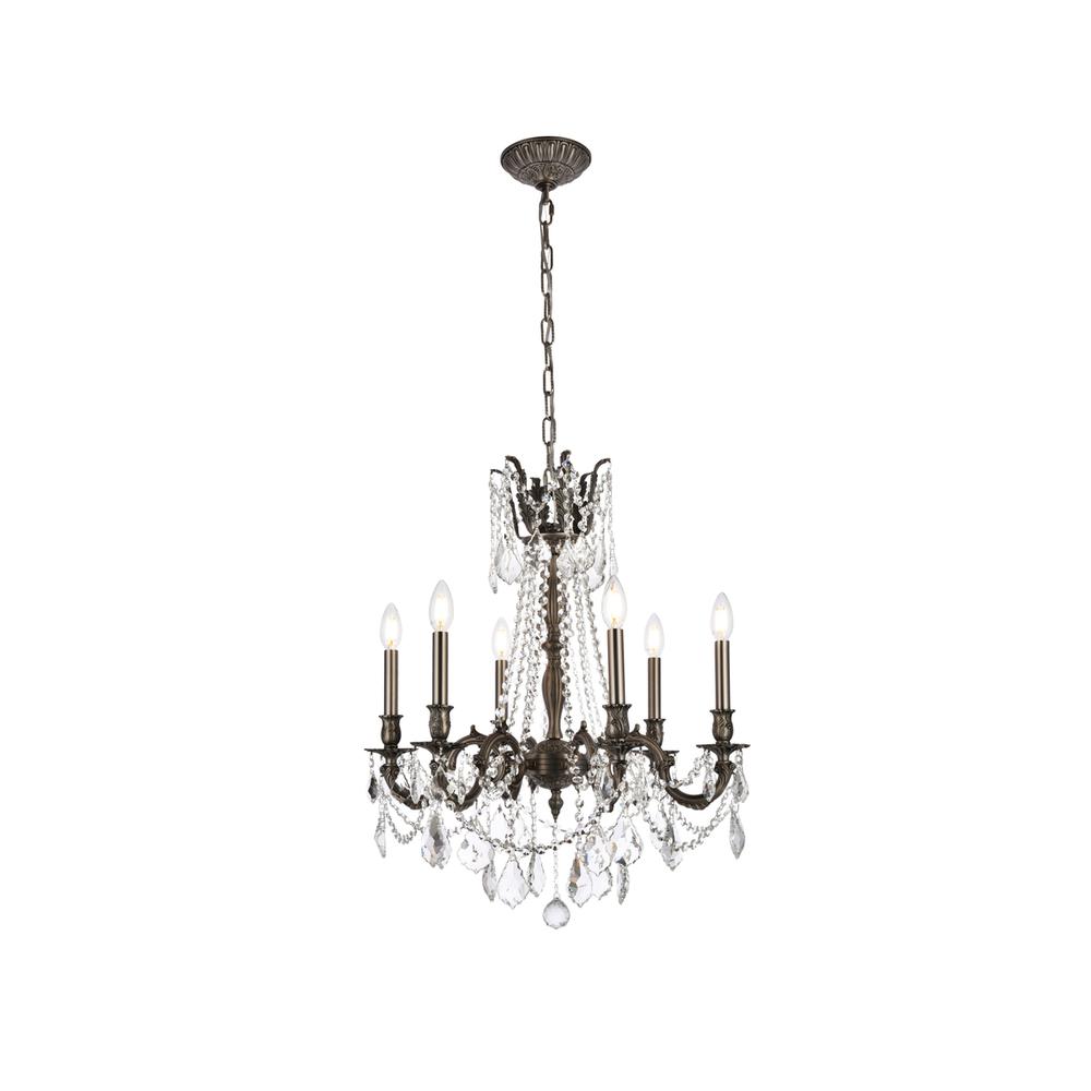 Rosalia 6 Light Pewter Chandelier Clear Royal Cut Crystal. Picture 1