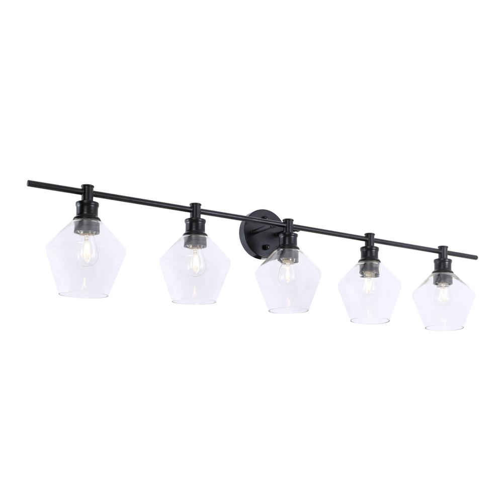Gene 5 Light Black And Clear Glass Wall Sconce. Picture 13
