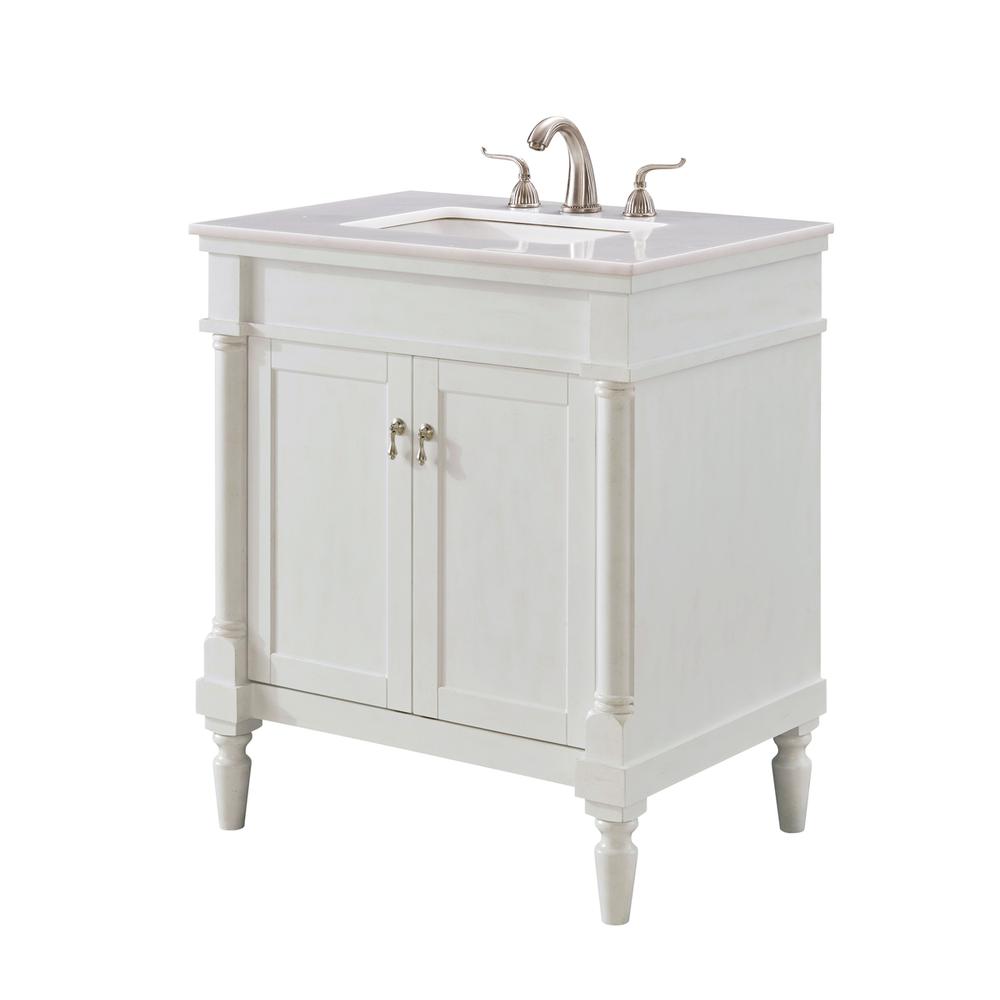 30 In. Single Bathroom Vanity Set In Antique White. Picture 2