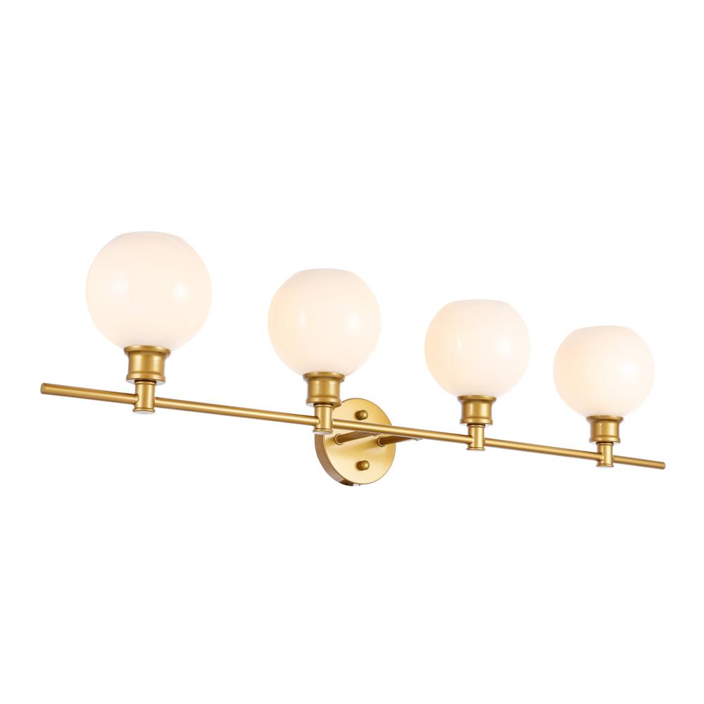 Collier 4 Light Brass And Frosted White Glass Wall Sconce. Picture 5