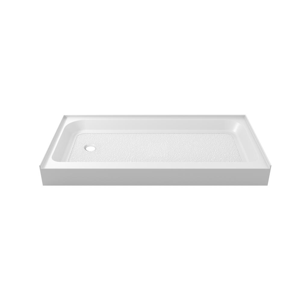 60X32 Inch Single Threshold Shower Tray Left Drain In Glossy White. Picture 7