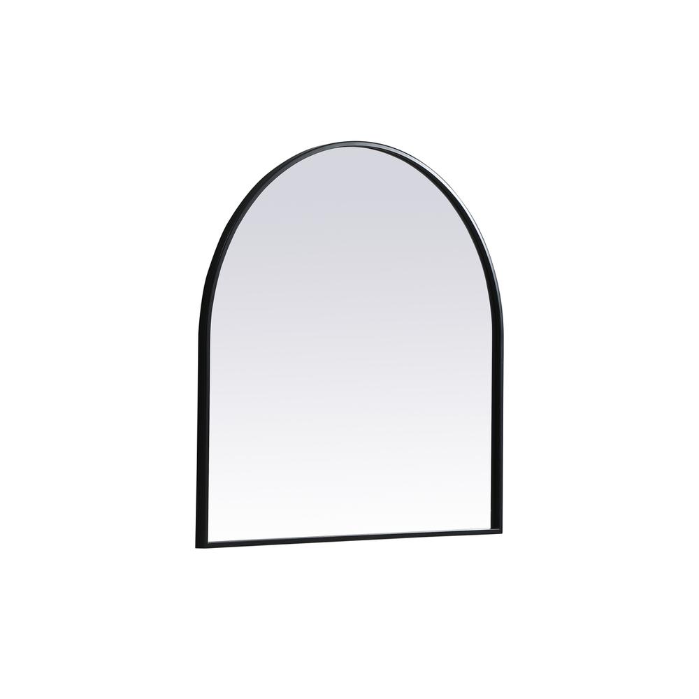 Metal Frame Arch Mirror 30X30 Inch In Black. Picture 7