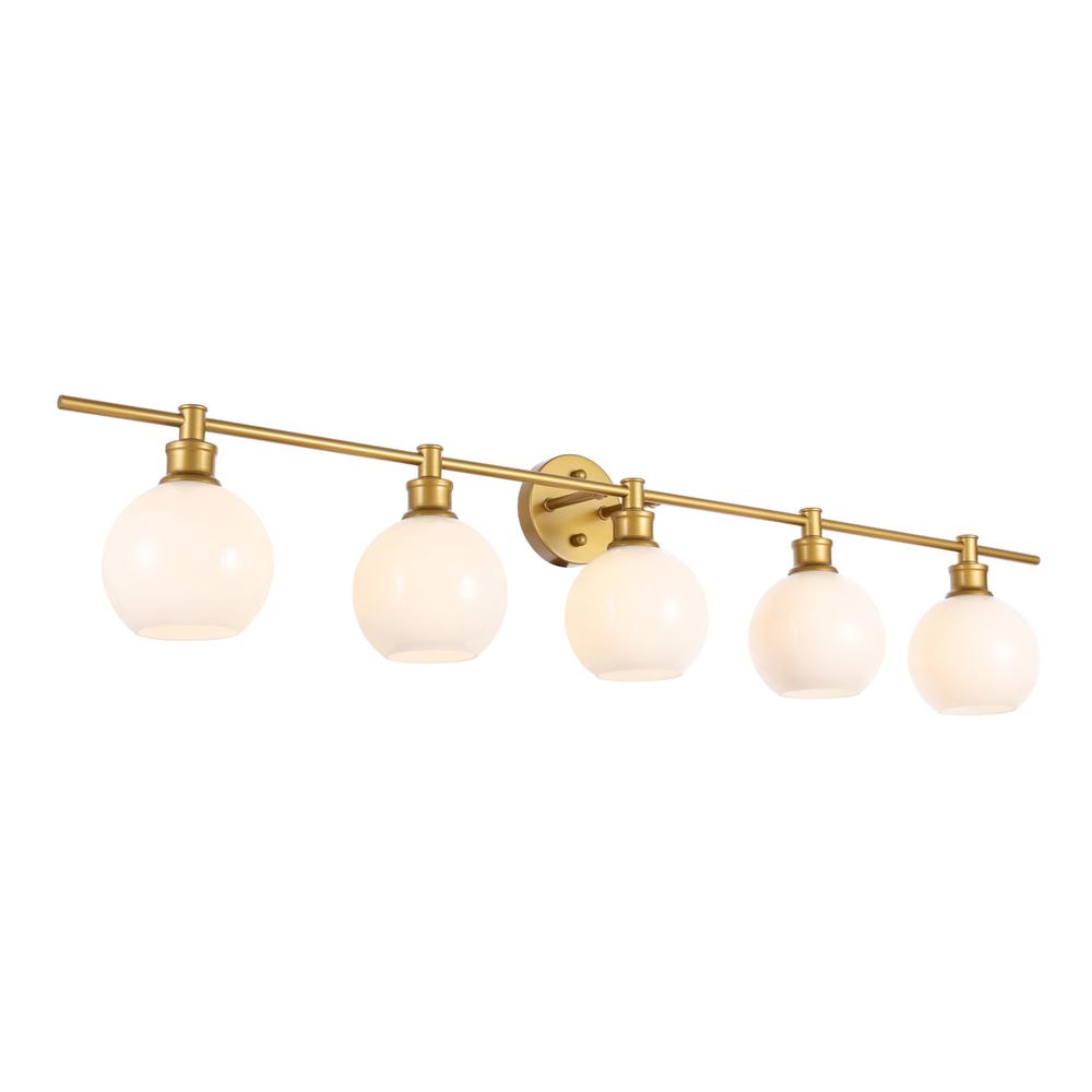 Collier 5 Light Brass And Frosted White Glass Wall Sconce. Picture 12