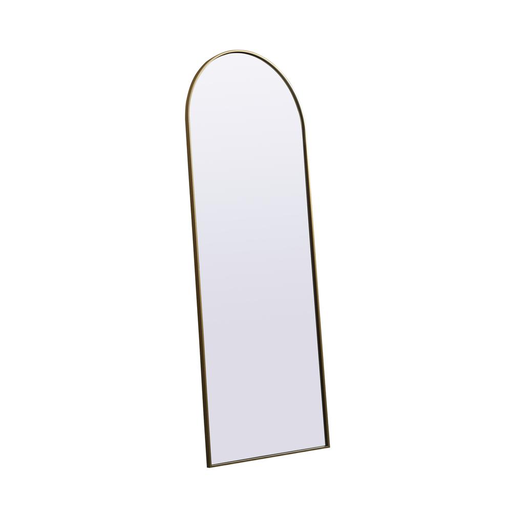 Metal Frame Arch Full Length Mirror 28X74 Inch In Brass. Picture 6