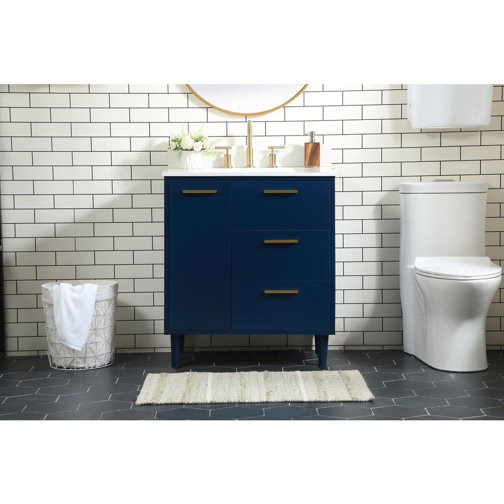 30 Inch Bathroom Vanity In Blue With Backsplash. Picture 14