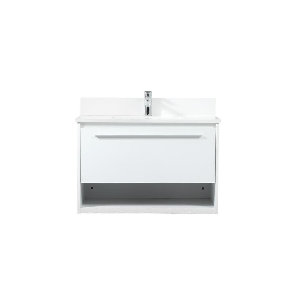 30 Inch Single Bathroom Vanity In White With Backsplash. Picture 1