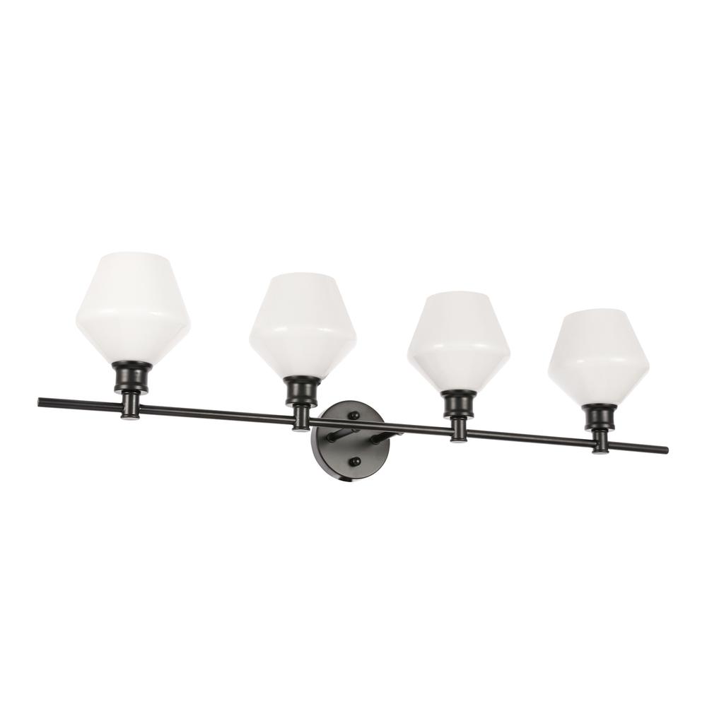 Gene 4 Light Black And Frosted White Glass Wall Sconce. Picture 4