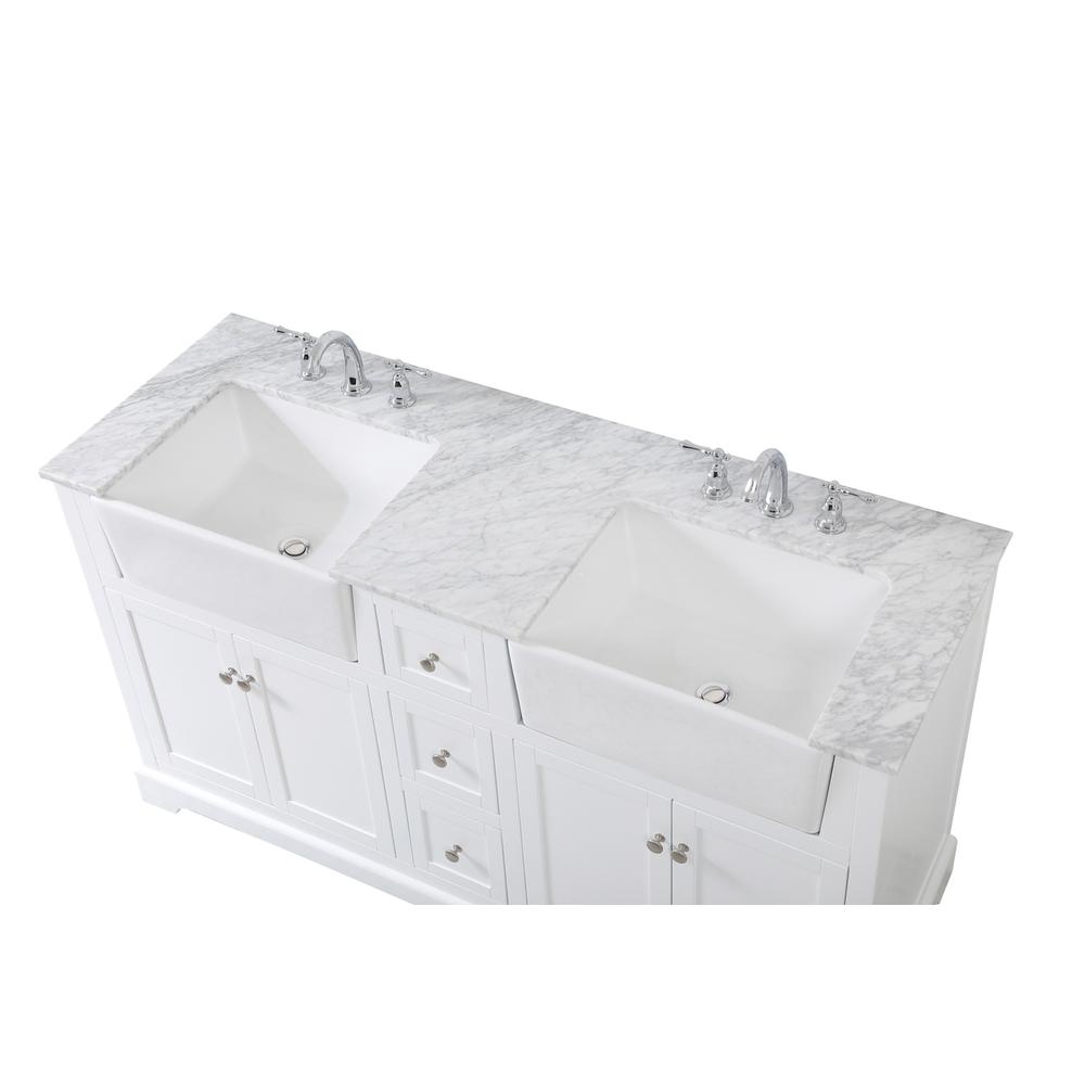 60 Inch Double Bathroom Vanity In White. Picture 10