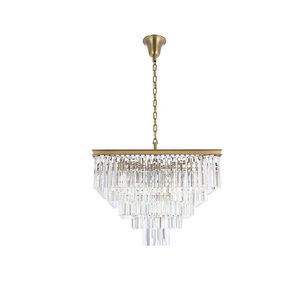 Sydney 34 Inch Square Crystal Chandelier In Satin Gold. Picture 6