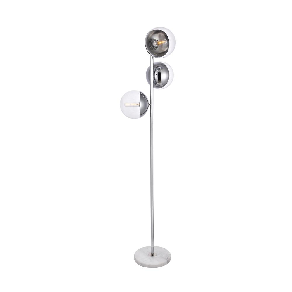 Eclipse 3 Lights Chrome Floor Lamp With Clear Glass. Picture 2