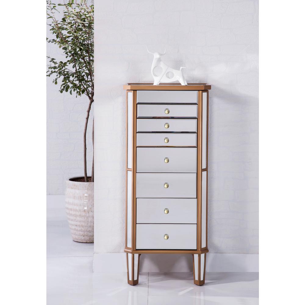 7 Drawer Jewelry Armoire 18 In. X 12 In. X 41 In. In Gold Clear. Picture 11