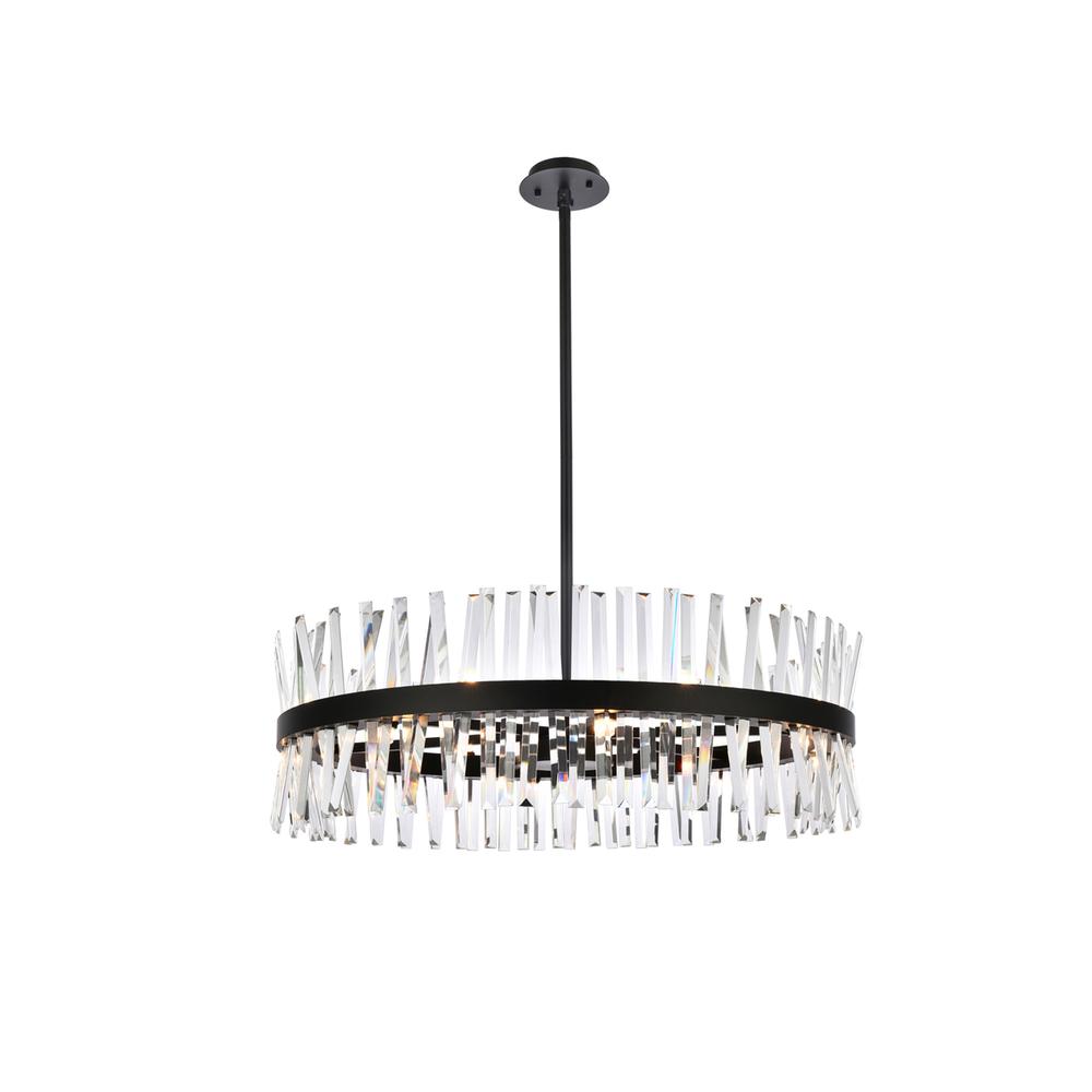 Serephina 36 Inch Crystal Round Chandelier Light In Black. Picture 1
