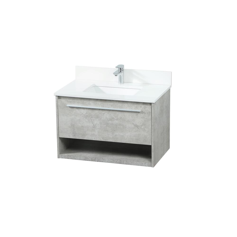 30 Inch Single Bathroom Vanity In Concrete Grey With Backsplash. Picture 8