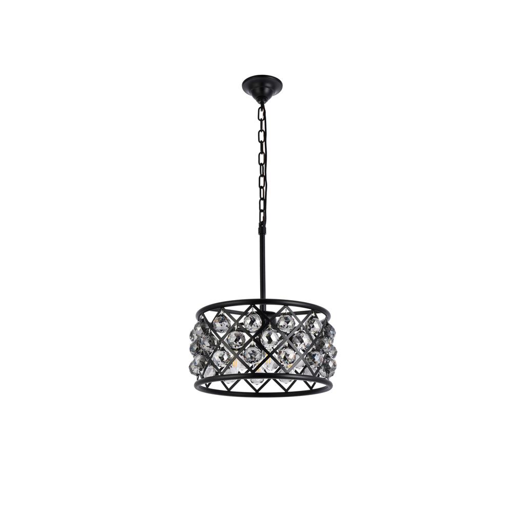 Madison 4 Light Matte Black Pendant Silver Shade (Grey) Royal Cut Crystal. Picture 6