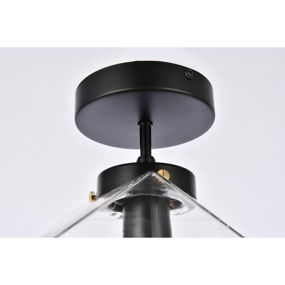 Lawrence 1 Light Black And Clear Glass Flush Mount. Picture 2
