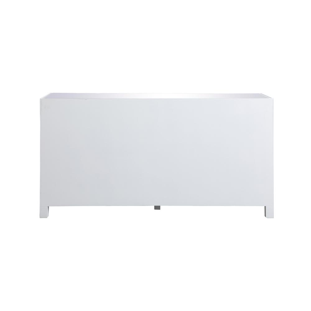 60 Inch Mirrored Six Drawer Cabinet In White. Picture 10