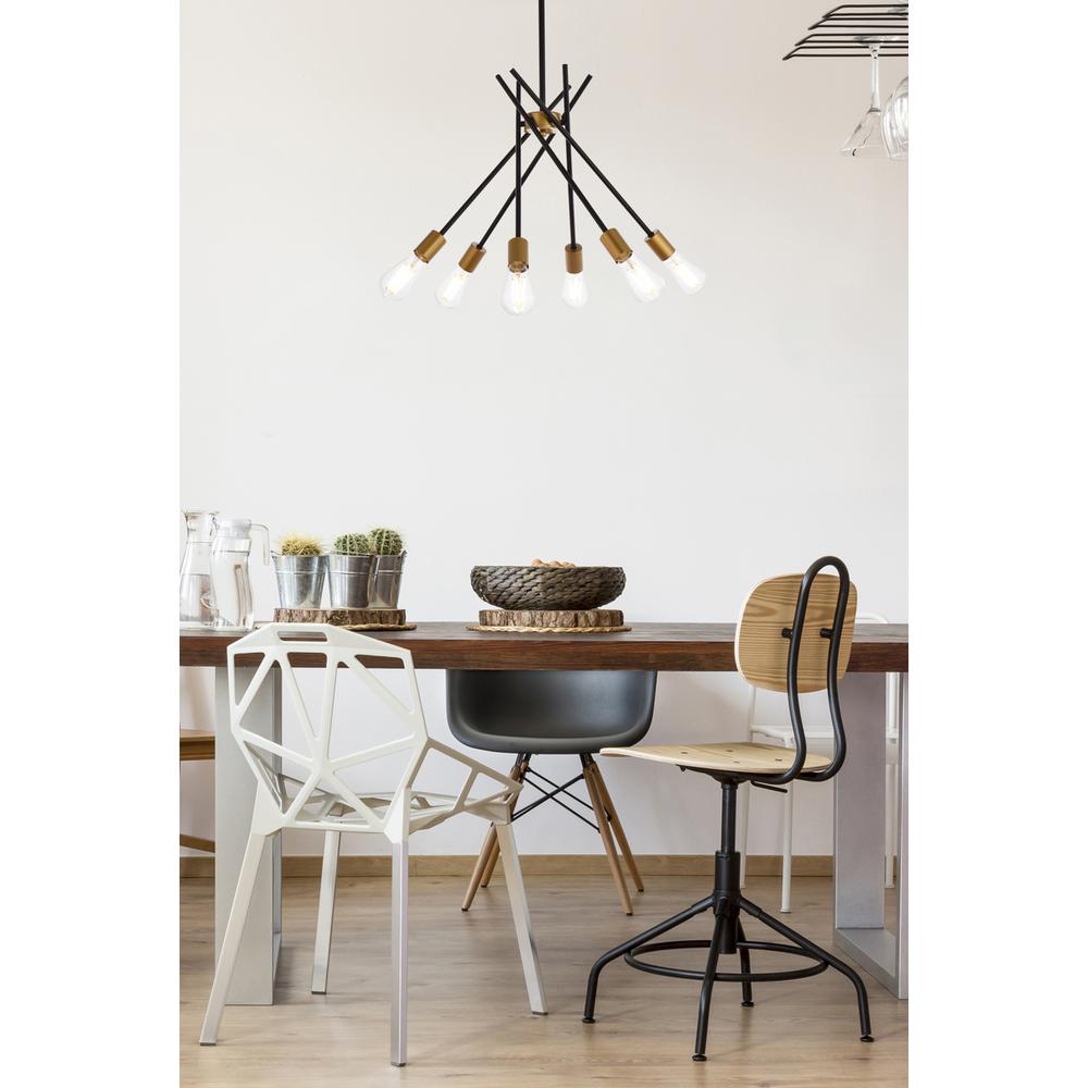Lucca 23 Inch Pendant In Black And Brass. Picture 7