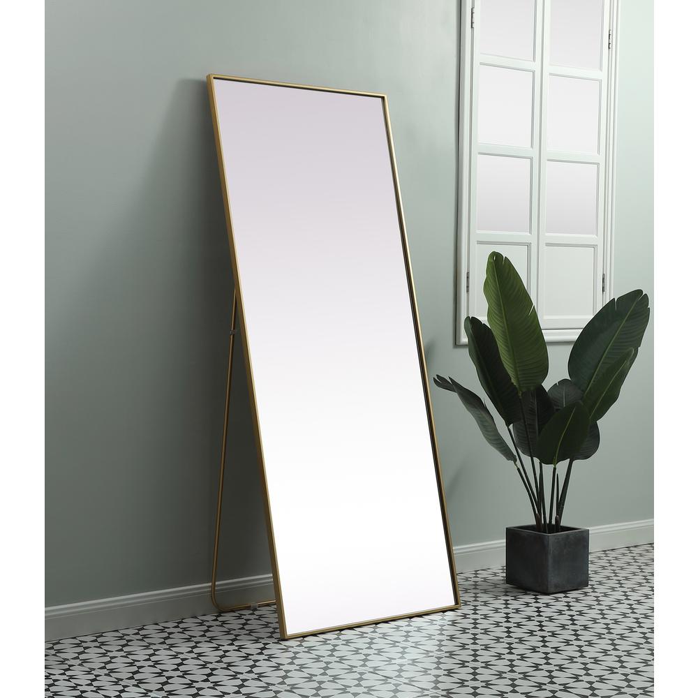 Metal Frame Rectangle Full Length Mirror 30X72 Inch In Brass. Picture 2