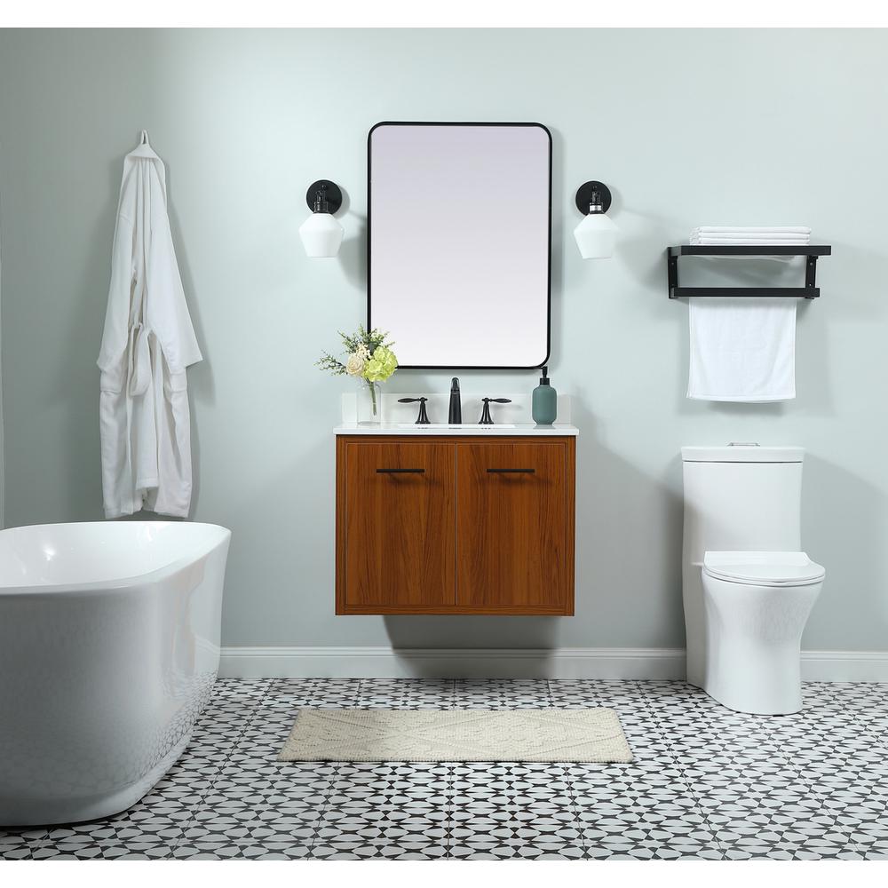 30 Inch Single Bathroom Vanity In Teak With Backsplash. Picture 7