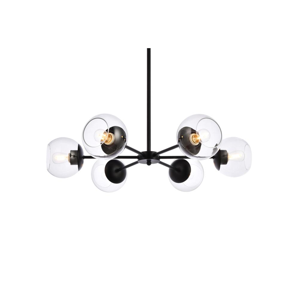 Briggs 30 Inch Pendant In Black With Clear Shade. Picture 2
