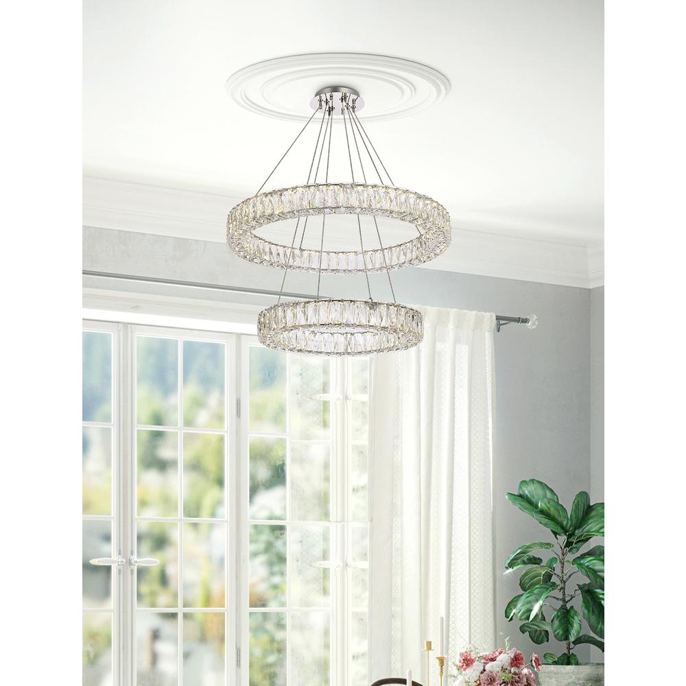 Monroe 28 Inch Led Double Ring Chandelier In Chrome. Picture 8