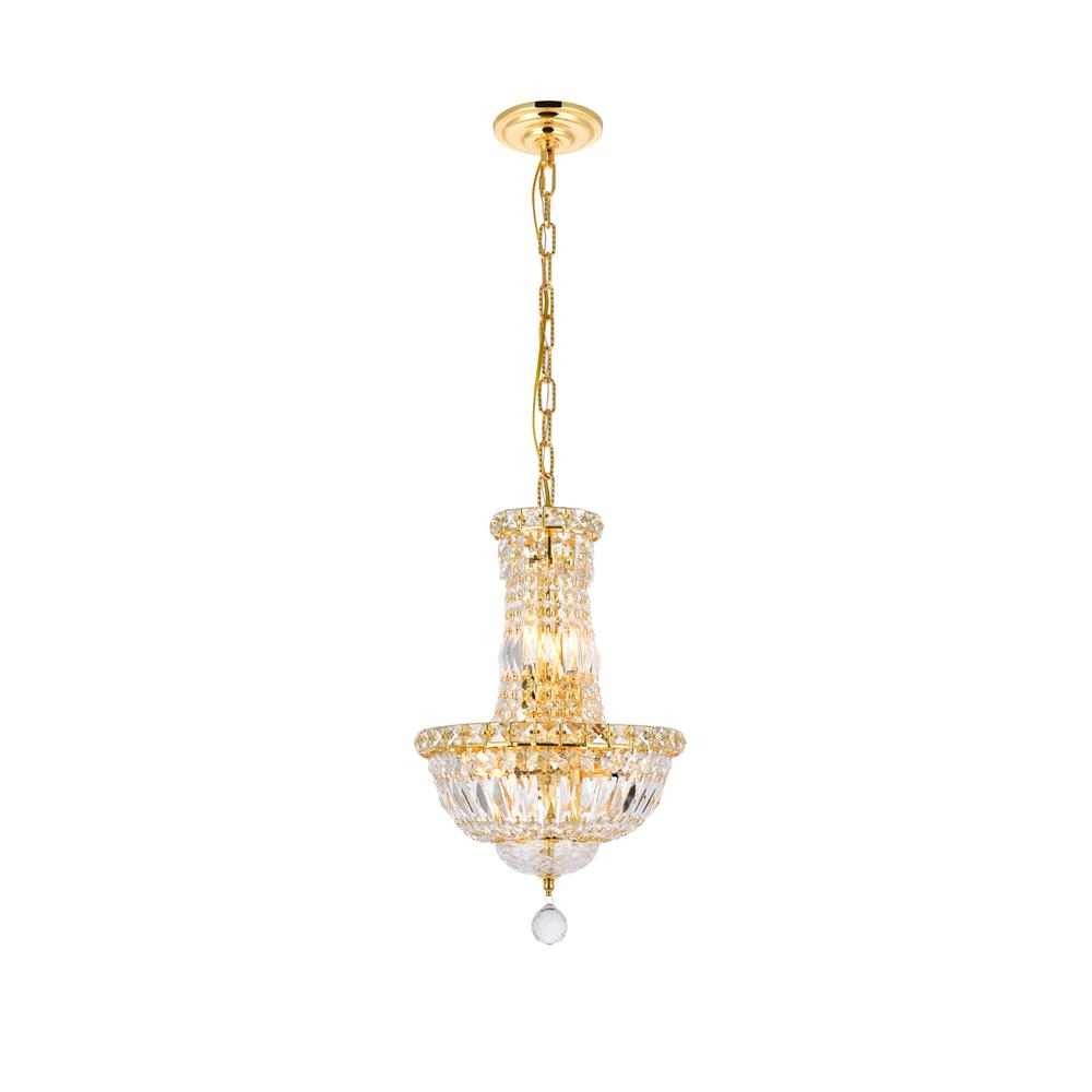 Tranquil 6 Light Gold Pendant Clear Royal Cut Crystal. Picture 1