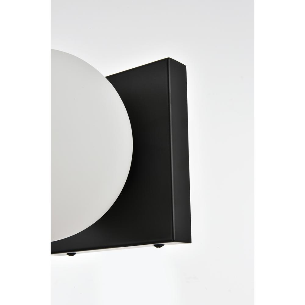 Jaylin 1 Light Black And Frosted White Bath Sconce. Picture 4