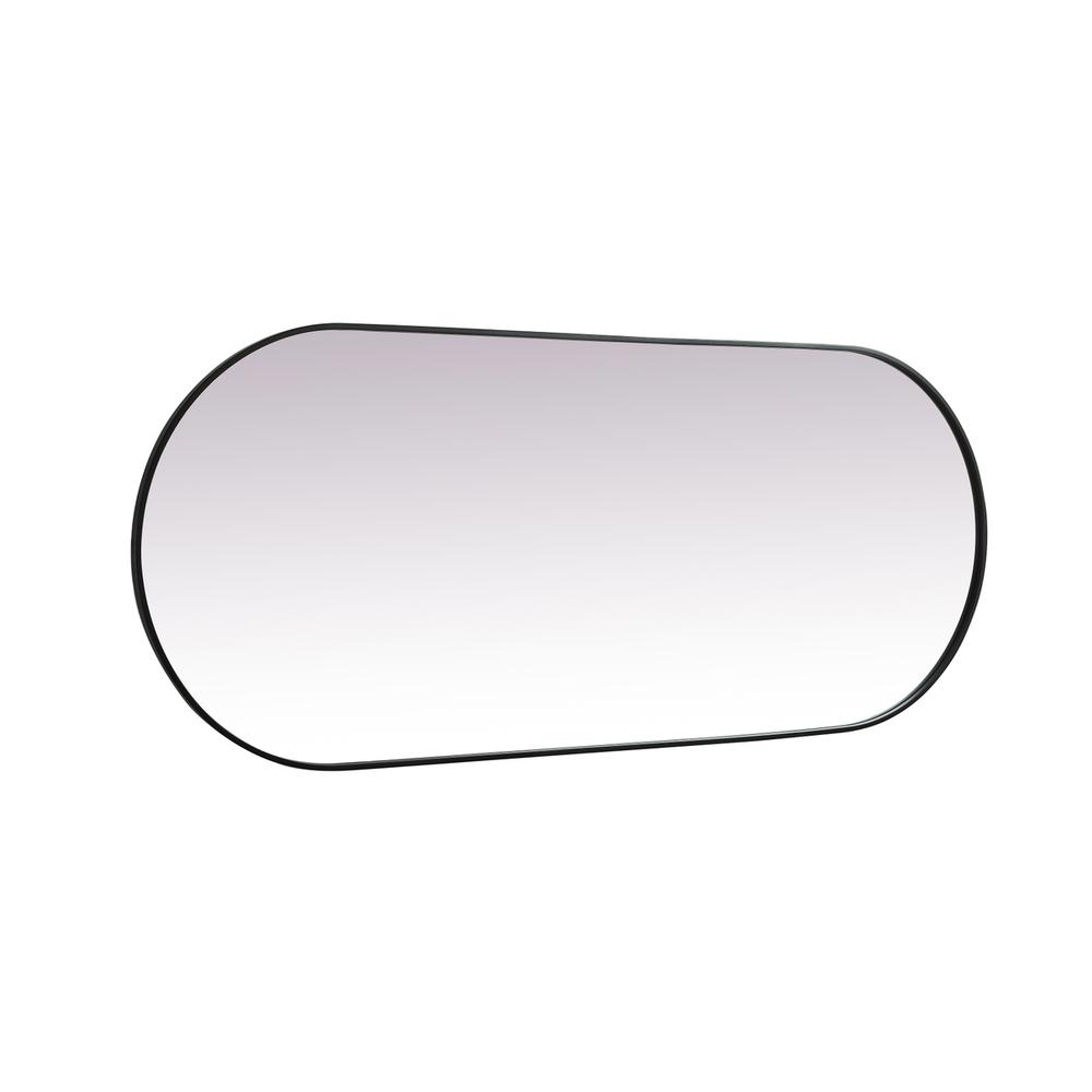Metal Frame Oval Mirror 30X72 Inch In Black. Picture 9