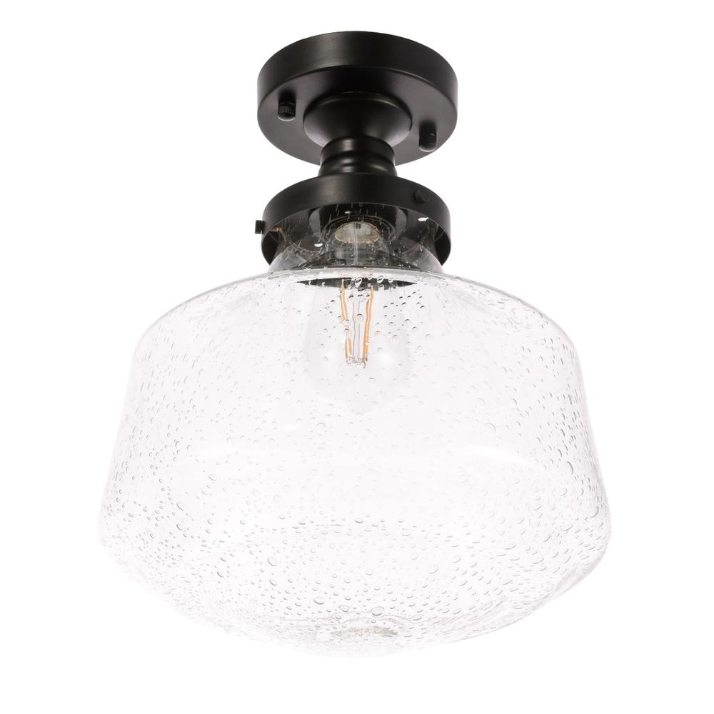 Lyle 1 Light Black And Clear Seeded Glass Flush Mount. Picture 7
