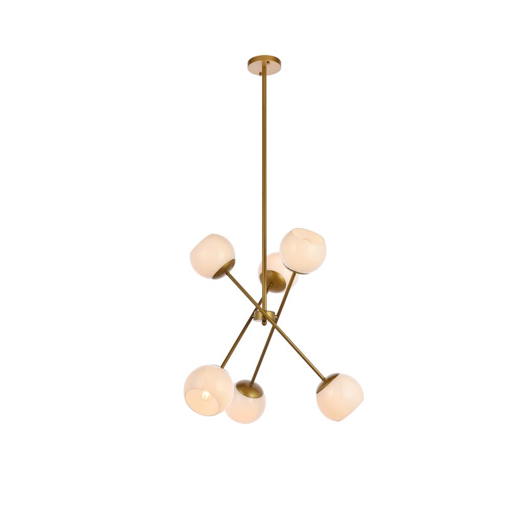 Axl 24 Inch Pendant In Brass With White Shade. Picture 1