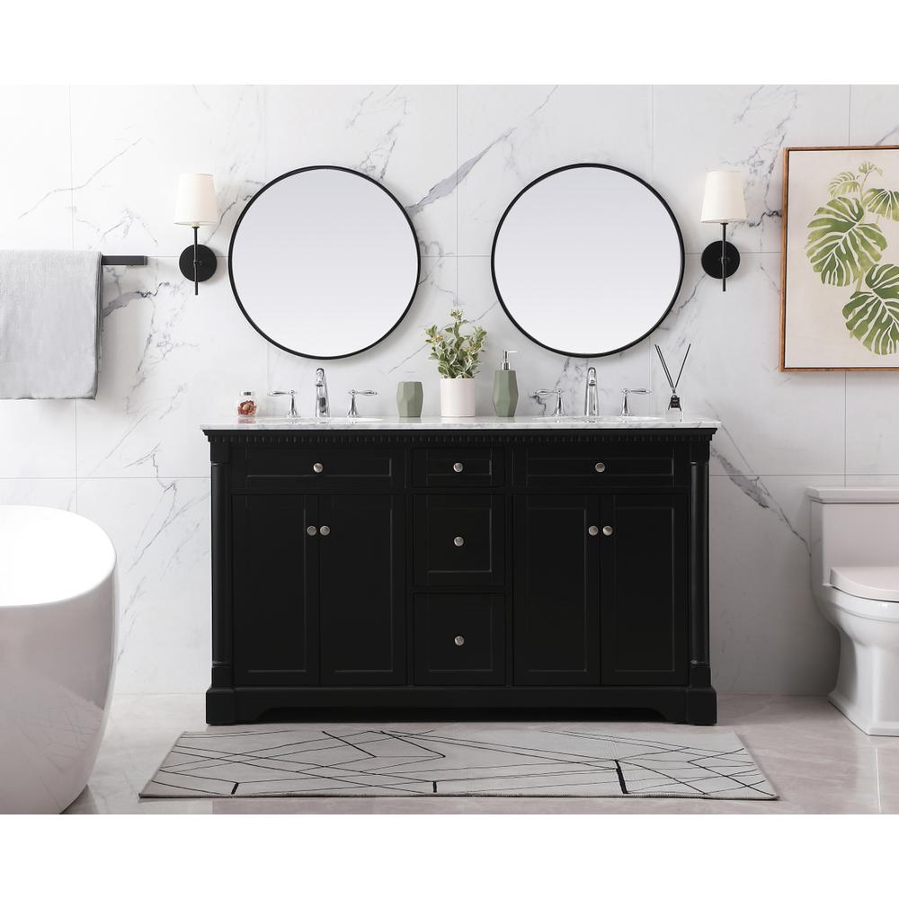 60 Inch Double Bathroom Vanity Set In Black. Picture 4