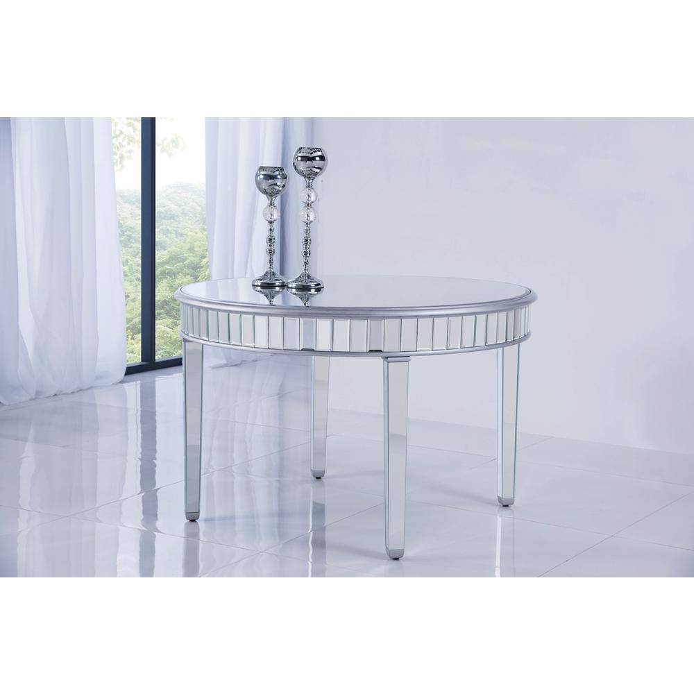 Round Dining Table 48 In. X 30 In. In Silver Paint. Picture 1