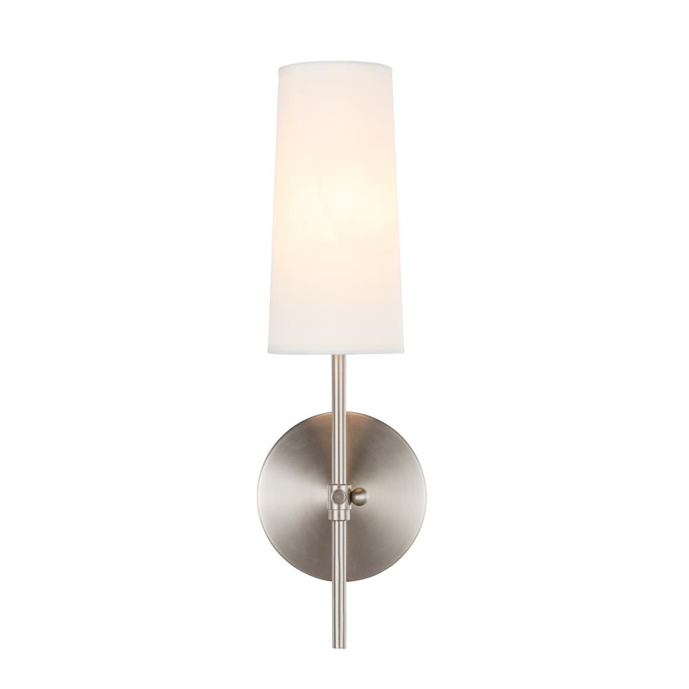 Mel 1 Light Burnished Nickel And White Shade Wall Sconce. Picture 1