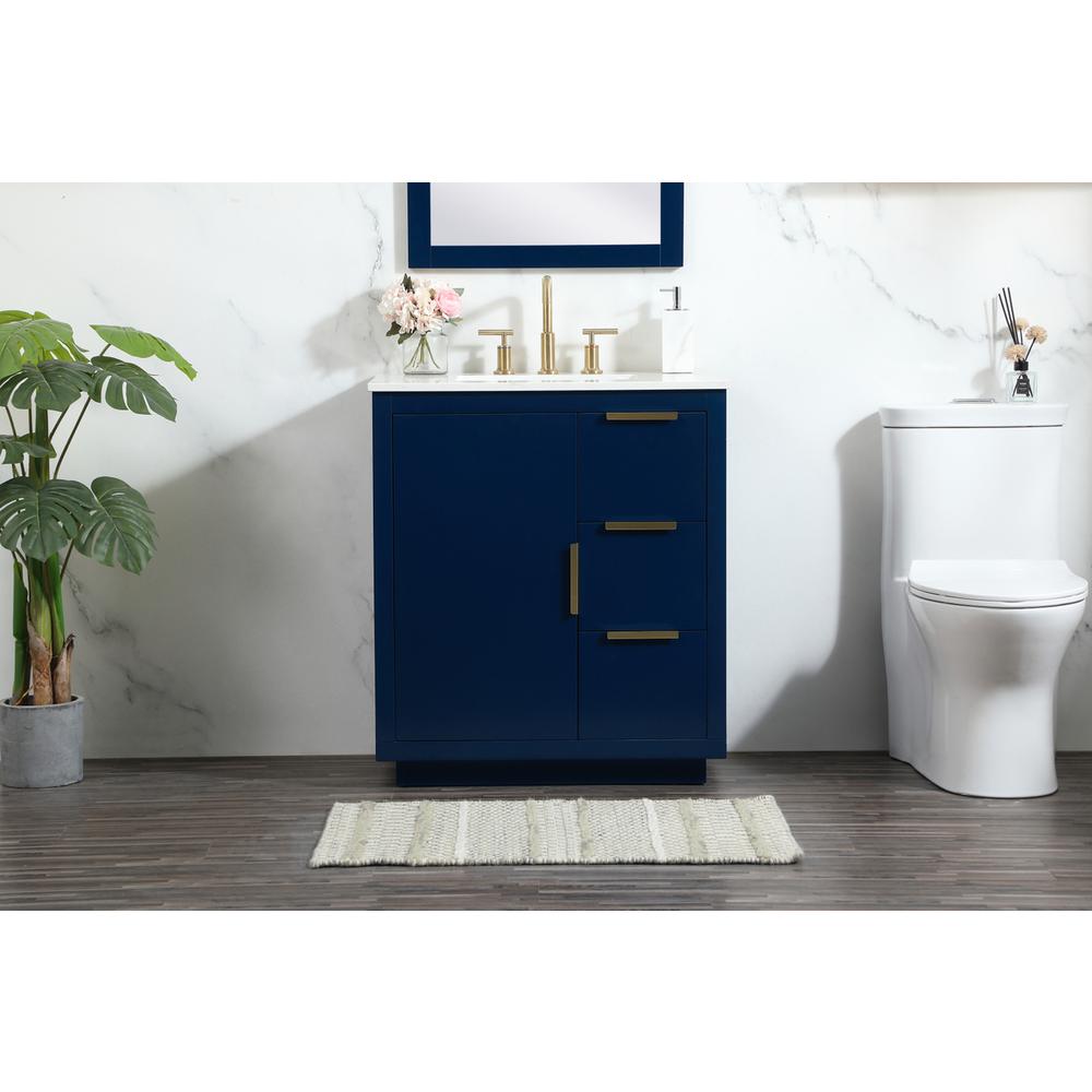 30 Inch Single Bathroom Vanity In Blue. Picture 14